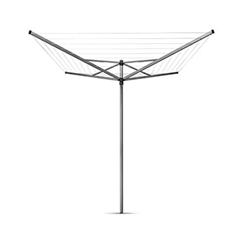 Brabantia - Topspinner - 40 Metres of Clothes Line - UV-Resistant & Non-Slip Lining - Smooth Turns - Umbrella System - Rotary Dryer with Ground Spike 45 mm - Metallic Grey - ø 271 cm