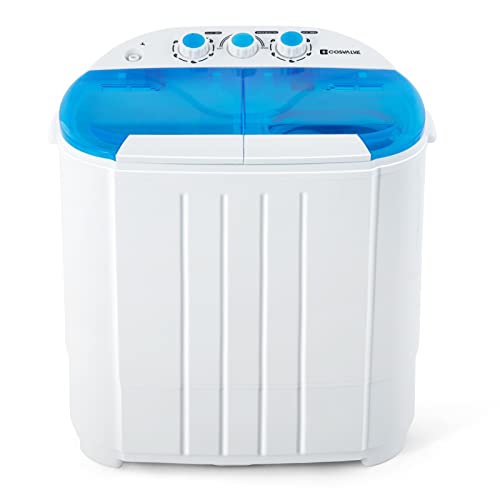 Portable Twin Tub Washing Machine 5 KG Total Capacity Washer And Spin Dryer Combo Compact For Camping Dorms Apartments College Rooms 3 KG Washer 2 KG Drying Blue&White
