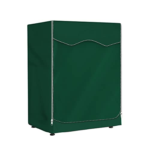AlaSou outdoor washing machine cover, dryer protection cover, dustproof and anti-aging washing machine cover, front zipper type (Dark green, XL)