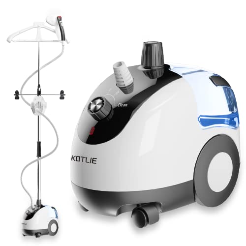Steamer for Clothes Standing, KOTLIE Professional Upright Garment/Clothes Steamer with 3 Steam levels Adjustable and Self-cleaning Function, 2.4L Water Tank and Trouser Clip Hanger Anti-Scalding Glove