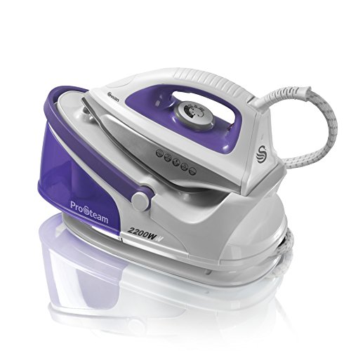 Swan ProSteam Steam Generator Iron with Non Stick Ceramic Soleplate and 100 g/min Continuous Steam, 2200 W, 1.5 Litre Removable Tank, Lightweight, Purple/White, SI11010N