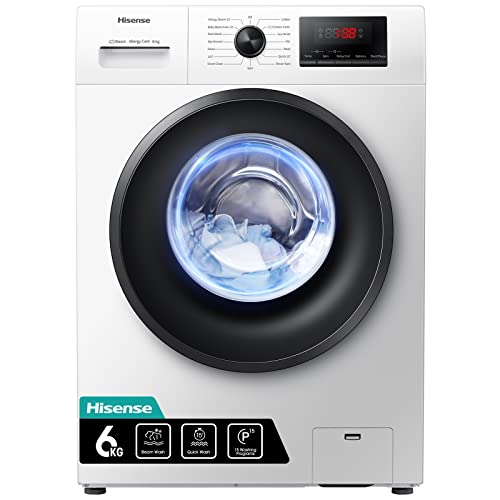 Hisense-WFPV6012EM-Freestanding-6 KG-Front Load Washing Machine-Steam Wash-Quick Wash-15 Washing Programs-1200 RPM-White-Energy Rating E