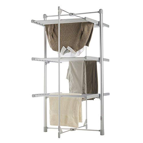 3 Tier Electric Clothes Airer - Deluxe Folding Heated Clothes Dryer | 220W Energy-Efficient 24 Rails, 111cm Indoor Rack - Lightweight & Foldable, Space Saving, Fast Drying, Portable For Easy Storage