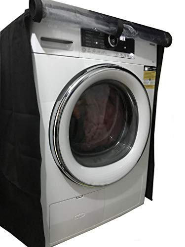 KHOMO GEAR Washine machine cover, dryer protection cover Universal Fit for Most Front Loading Washers and Dryers - 61 x 58 x 81 cm - Black with Transparent Zipper Front